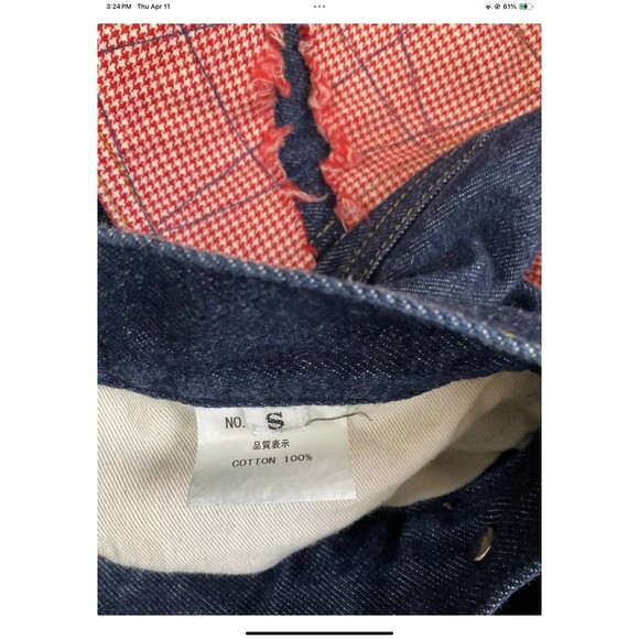 Christopher NEMETH Vintage Dark Denim Red Gingham Patchwork Cropped Jeans Small - Picture 7 of 9